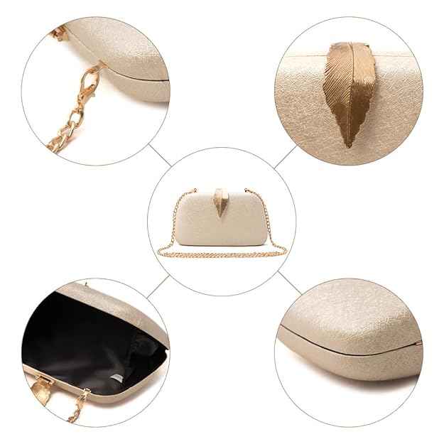 Women Evening Hand Clutch | Ladies Party Wedding Purse with Chain Strap