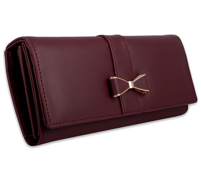 Women's Maroon Faux Leather Hand Wallet Clutch Trendy | 6 Card Slots | Phone Pocket