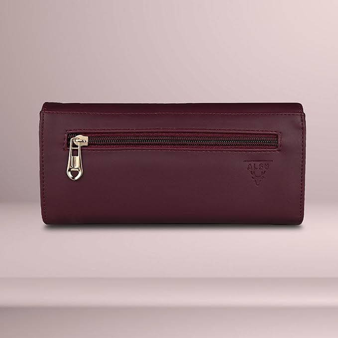 Women's Maroon Faux Leather Hand Wallet Clutch Trendy | 6 Card Slots | Phone Pocket