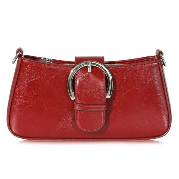 Clutch Purse for Women - Red Evening Purse Small PU Leather Shoulder Bag Mini Clutch Purse with Zipper Closure